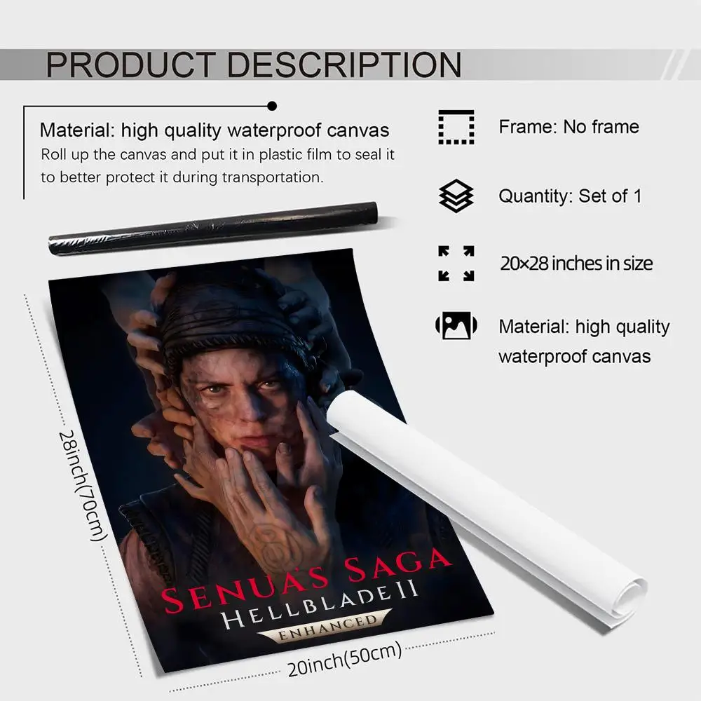 ملصق Gae S-Senua's Saga: Hellblade II للخط عالي الدقة من القماش مجانًا مقاوم للماء لجميع الفضاء لتزيين الحائط