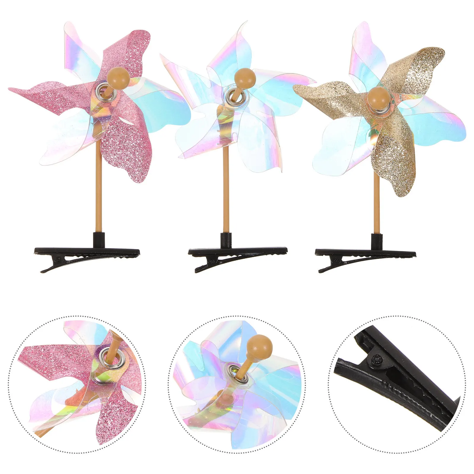 

11pcs Rotating Pinwheel Clips Sequins Hair Barrettes Funny Girls Hairpins Toddlers Women Kids Bright Fashionable Hair