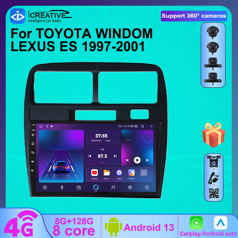 Icreative 9 inch Touch Screen Android Car Radio For Toyota Windom Lexus ES 1997-2001 Multimedia Player Carplay Auto HU Navi GPS