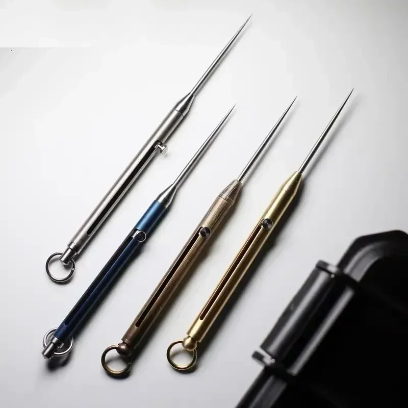 1PC Black Titanium Alloy EDC Telescopic Toothpick Keychain Pendant Gift Fruit Fork Camping Toothpick Holder Unpacking Tool