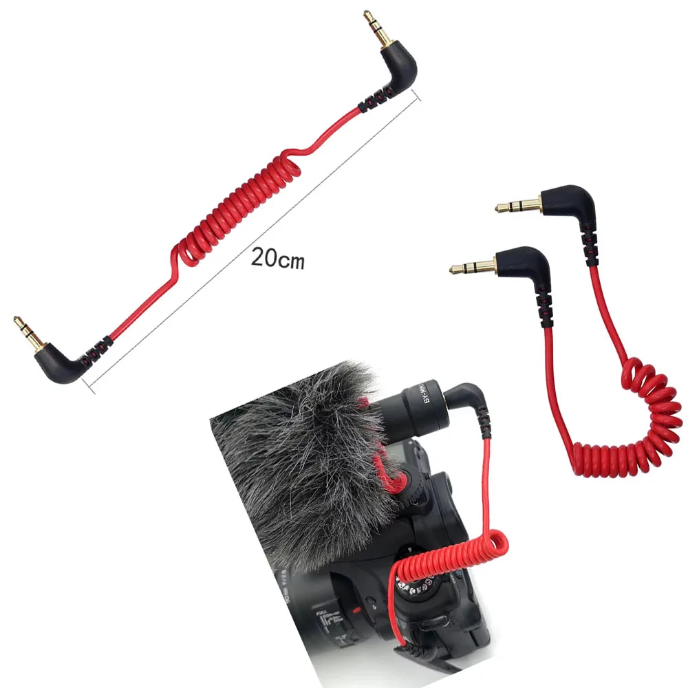 

for RODE SC7 TRS to TRS Spring 3.5mm Cable Coiled Microphone to Camera Red for BOYA by VideoMic GO Video Micro-type Mics