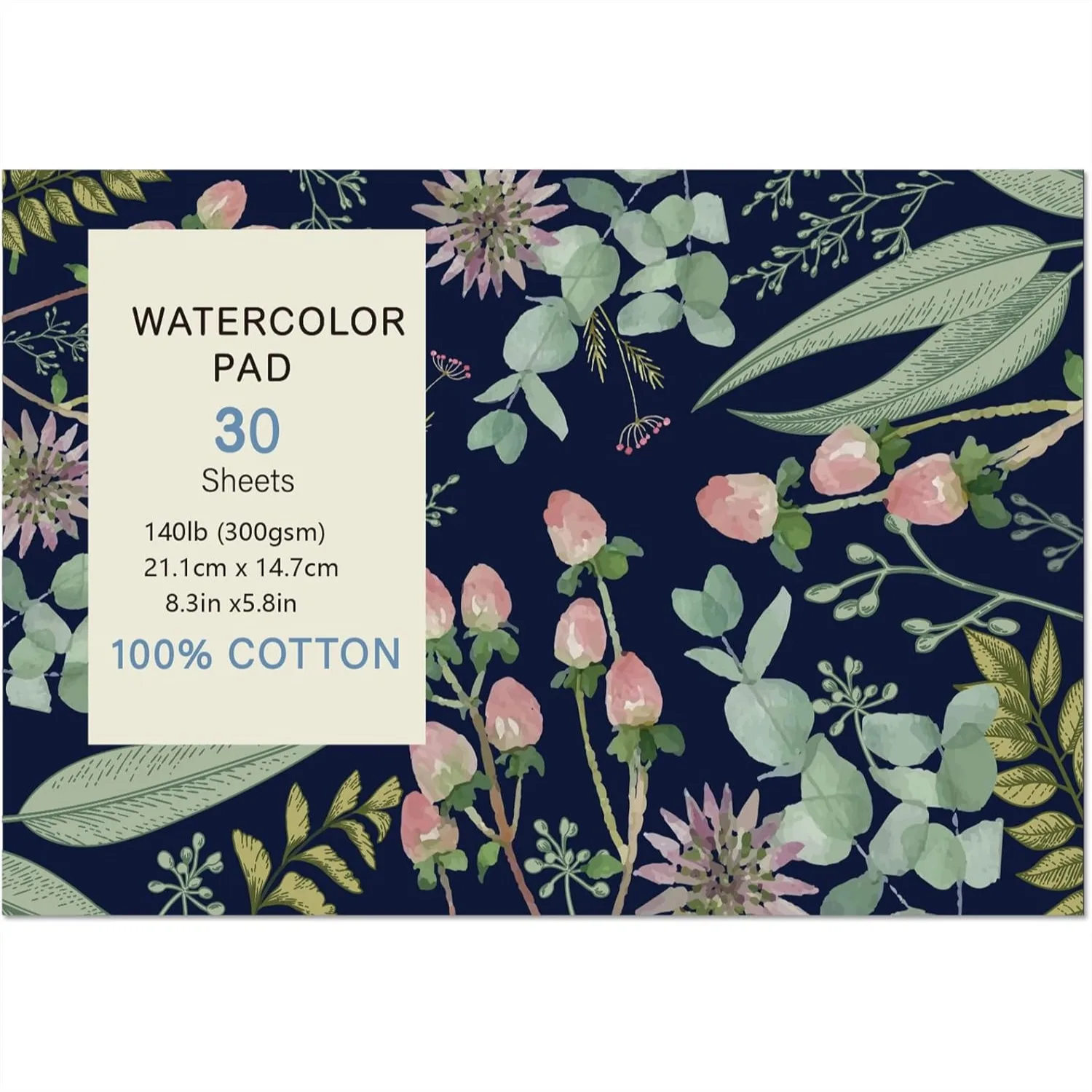 

30 Sheets Watercolor Paper Pad A5 Hot Press 140lb/300gsm Tearable Sketchbook for Art Painting Drawing