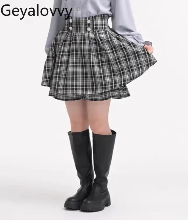 

Japanese Style New Mine Cute Black High Waist Short Skirt for Women Anti-Exposure Sweet Lady All-matching A- Line Skirts