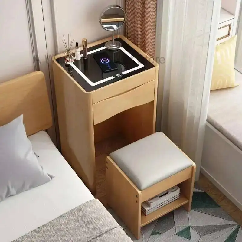 

Multi-functional Charging Dresser Cabinet Wireless Intelligent Nordic Makeup Cabinet Small Apartment Integrated Bedside Table