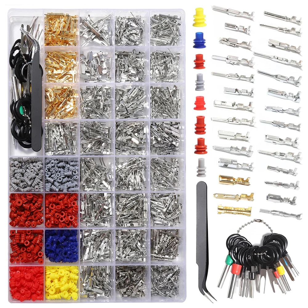 

1/1.5/1.8/2.2/2.3/2.5/2.8/3.5mm Connector Pins Kit Terminal Pin Automotive Car Electrical Male&Female Wire Seals Removal Tool