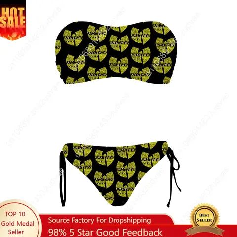 W-Wu Swimsuit Womens Drawstring T-Tang C-Clans Two Piece Set Bathing Suits Personalized Swimwear Bikini Customize Beachwear