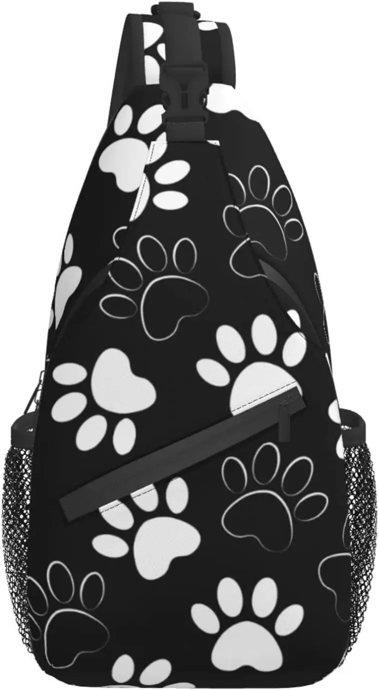 Dog Paw Sling Backpack Crossbody Bag For Women Men Animal Puppy Dog Paw Print Sling Bag Travel Hiking Shoulder Chest Bag Daypack