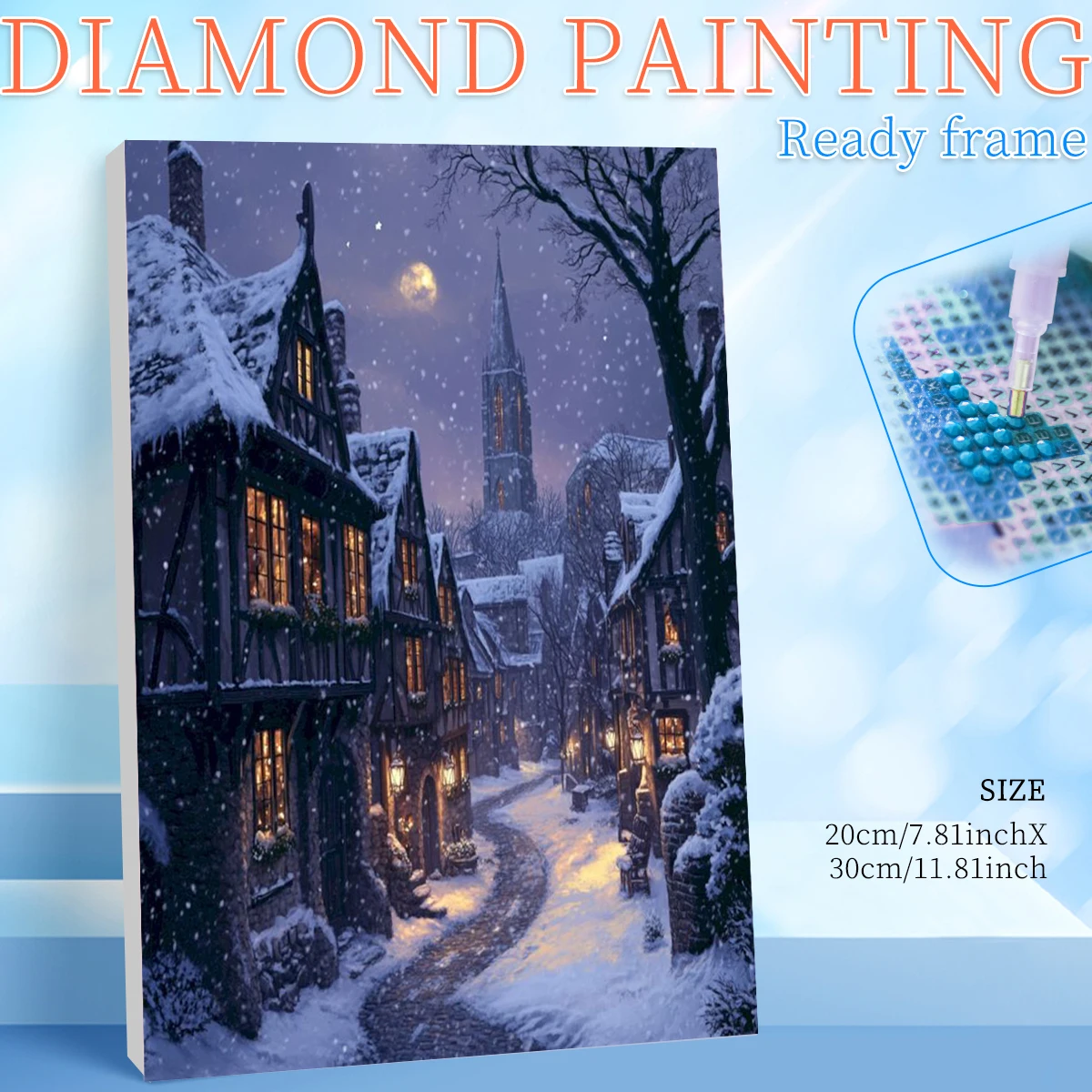 

RUOPOTY Framed Snow Scenery 5d Diamond Painting Home Decor Gift Rhinestone Art Crafts Landscape Full Round/Square Paint With Dia