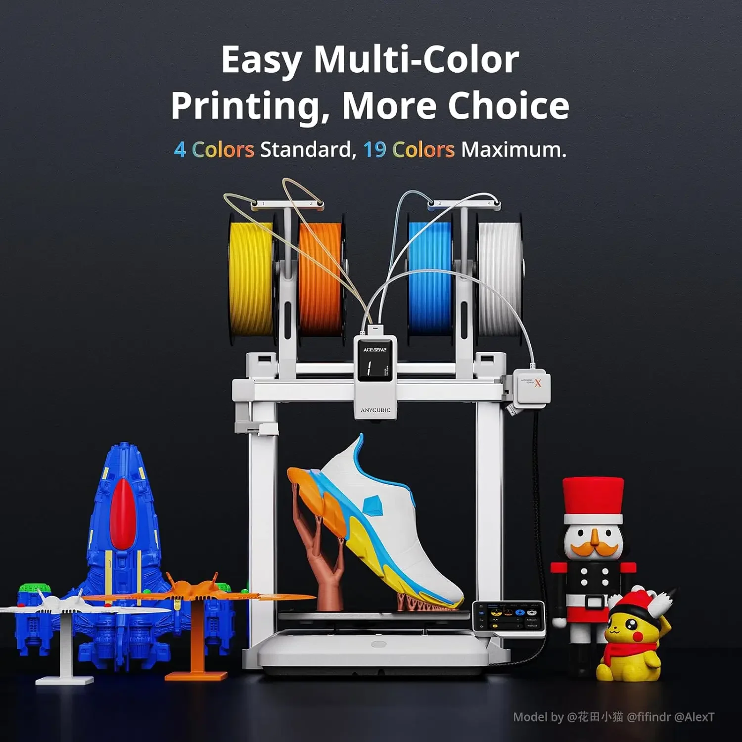 Bestseller Kobra X Multicolor 3D Printer With ACE GEN 2 Tech, 600mm/s Max Speed, Native 4-Color & 19-Color Max Expansion With 4