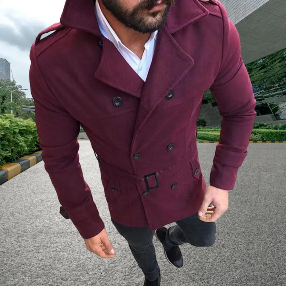 Casual Windproof Pockets Long Trench Coat Super Soft Outwear Jacket Windproof Turndown Collar Windbreaker for Travel