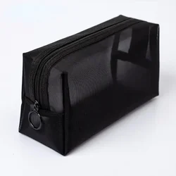 Borsa cosmetica da donna borsa da viaggio Neceser Kit da toilette maglia nera trasparente Organizer per il trucco borsa per il lavaggio piccola borsa per il trucco grande