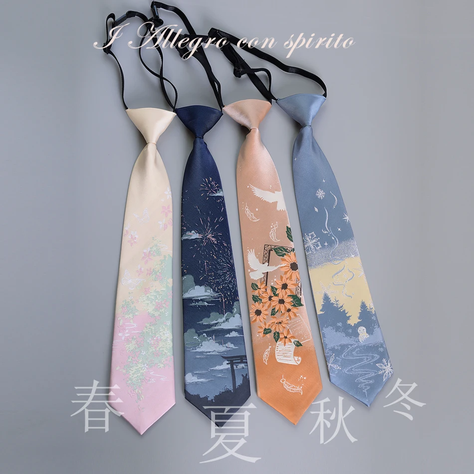 Vintage Original Design Women Man Tie Neck Anime Fox Neckties Cosplay Japanese JK School Uniform Kawaii Accessories Props Gift