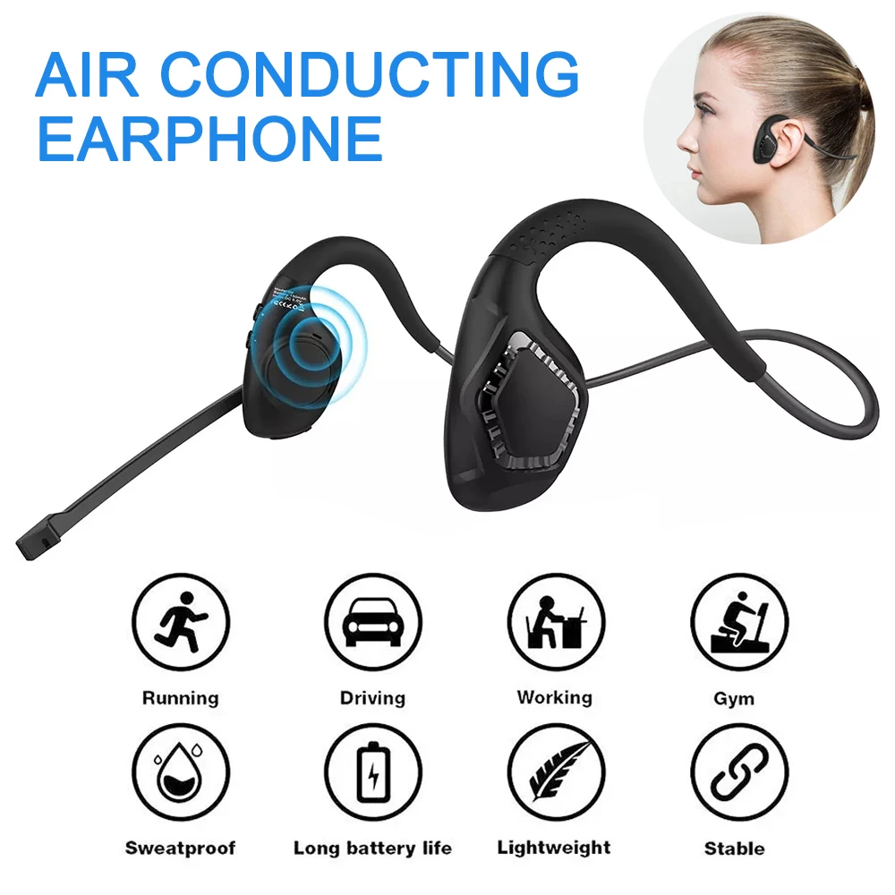 Wireless Bluetooth Headsets with Microphone Noise Reduction Open-Ear Headsets for Trucker Business Office Call Center Headphones