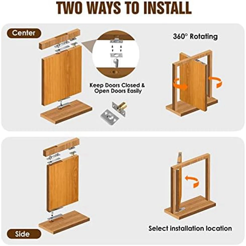 Door Pivot Hinge, Invisible Pivot Hinge System With Goal Kick Hardware, For Heavy Duty Wood Doors Up To 200 Lbs Durable Type I