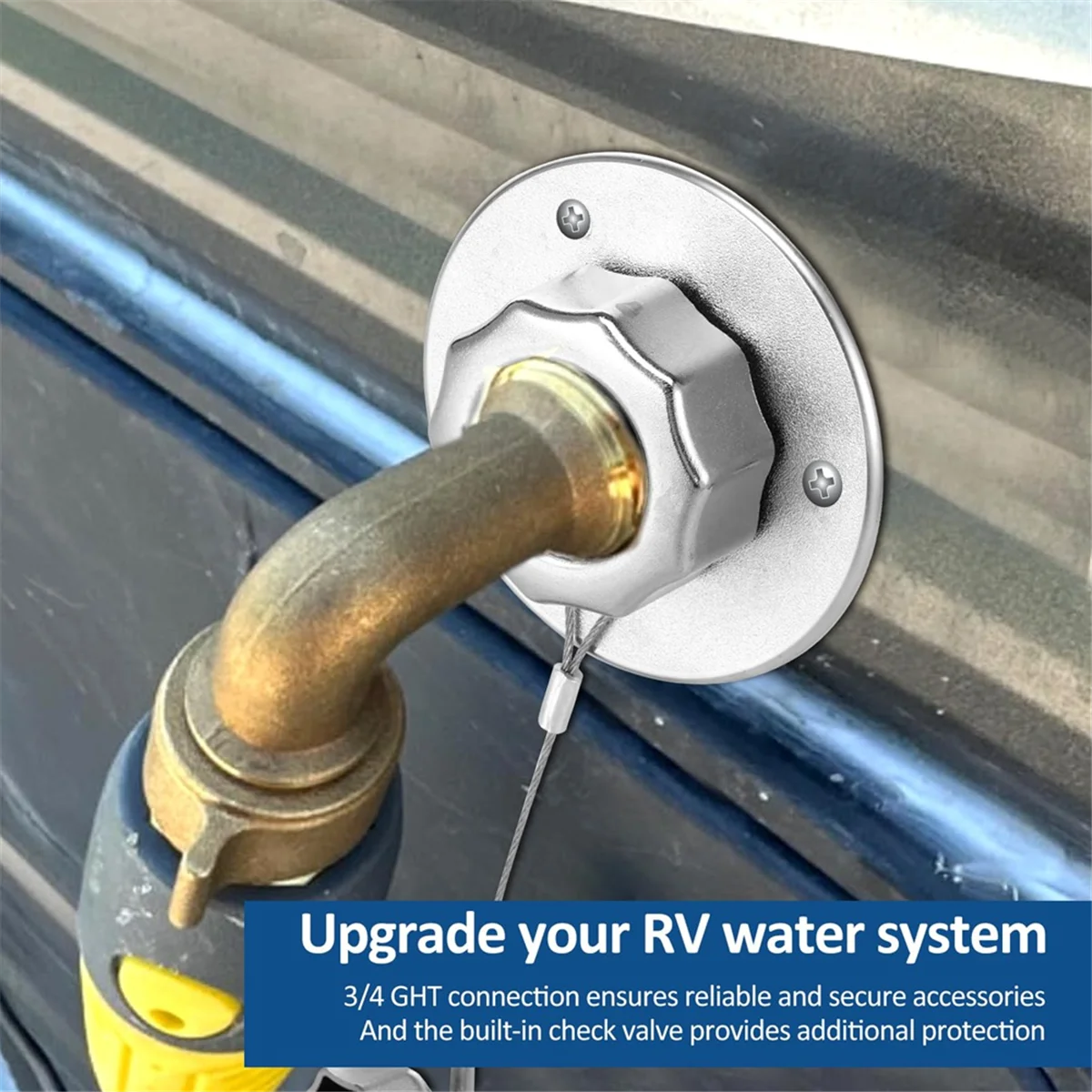 

N37R_All Metal RV Water Inlet, 3/4In GHT Water Inlet Hose Adapter