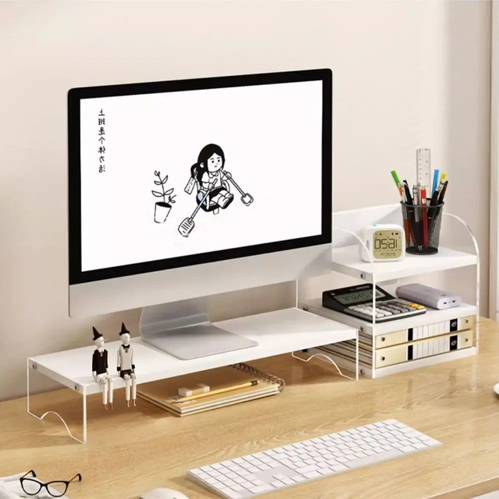 

Одно-/двухслойная акриловая плавающая подставка для компьютера, защита шеи, прозрачная стойка для экрана компьютера, нескользящая, компактная