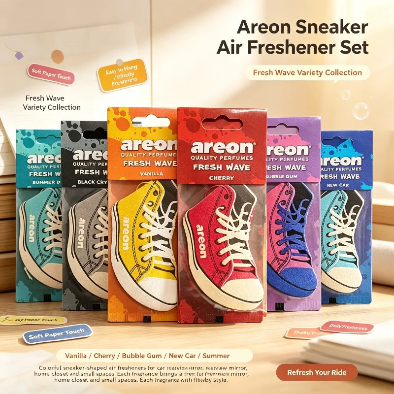 120pcs Sneaker Shaped Car Air Freshener 6 Styles 120 Pack Hanging Scent Paper Cards For Auto Closet Home Decor