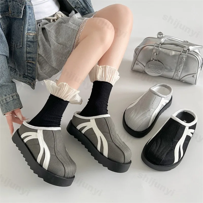 

Лаконичные повседневные полутапочки на толстой подошве в спортивном стиле для женщин, осенние модные тенденции 202, универсальные удобные массивные драггеры