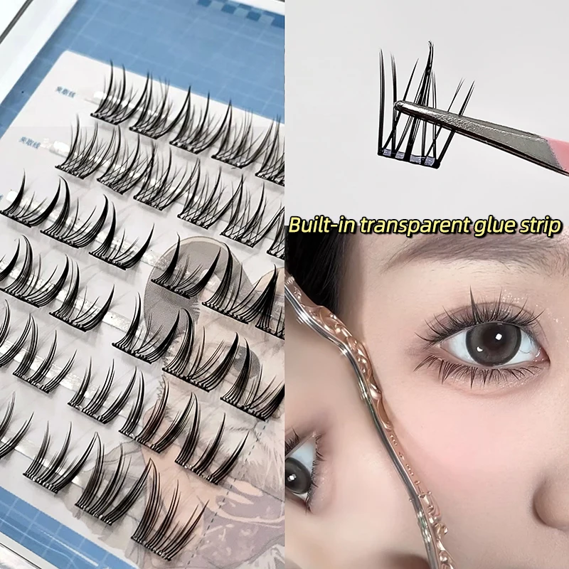 Gege Bear, Natural Curled and Non Adhesive False Eyelashes, Natural Korean, European and American Eye Makeup, Big Eyes