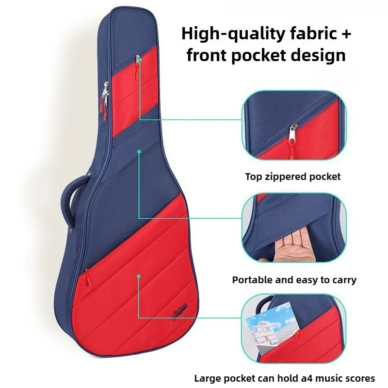 40/41 بوصة الغيتار الشعبي على ظهره الملونة الغيتار حقيبة كتف المحمولة القيثارات تخزين واقية أجزاء الآلات الموسيقية #3