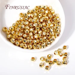 2.5/3/4/5mm 18K Gold Plated Shiny Faceted Round Ball Beads Metal Spacer Beads Bracelets Separator Beads For Jewelry Making