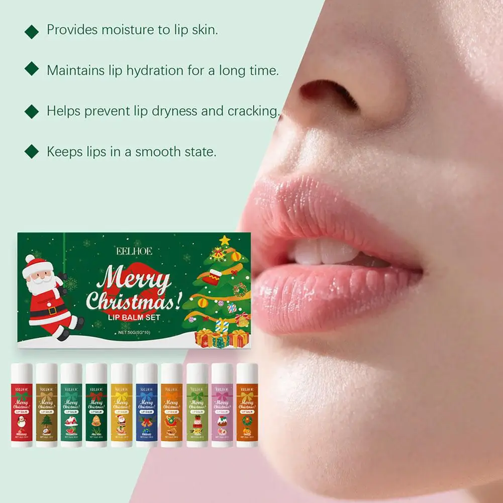 10PCS Fruit Lip Balm Natural Berry Lip Care Moisturizing Repair For Dry Lips Christmas Lip Balm Set Gift Set Accessories Lipcare