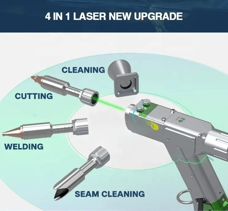 4 في 1 آلة لحام منظف بالليزر 1000 واط 1500 واط 2000 واط 2500 واط 3000 واط آلة لحام ليزر محمولة بجودة عالية