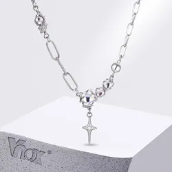 Vnox Y2k Moonstone Necklaces for Men Women, Unisex Coquette Aesthetic Star Cross Necklace Jewelry Valentine's Day Gift