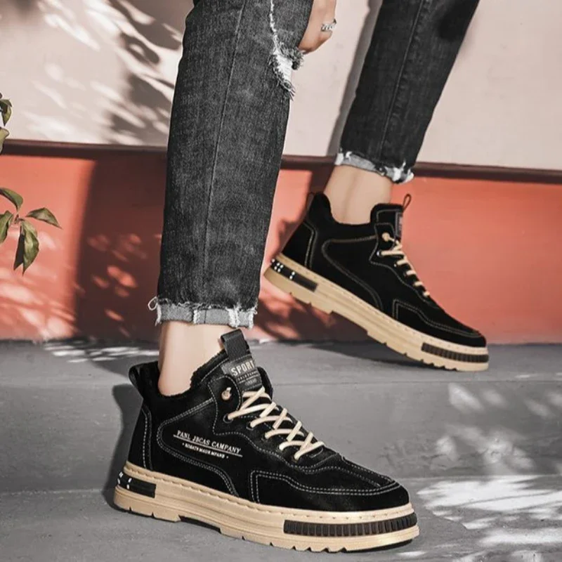 

Мужские зимние кроссовки, повседневная мужская зимняя спортивная обувь на платформе, флисовая обувь высокого качества, новые противоскользящие оригинальные предложения, модный мех