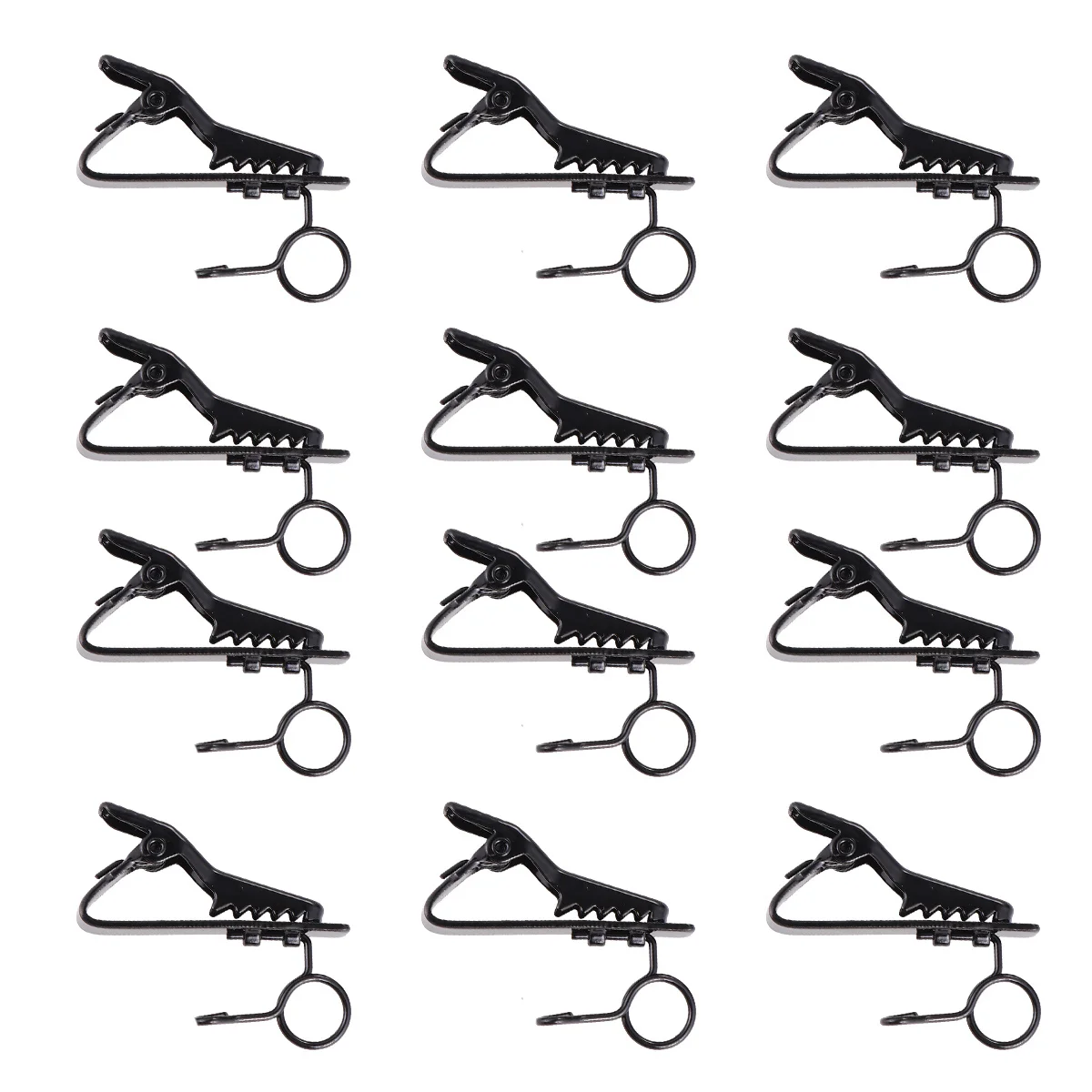 

12Pcs Microphone Lapel Lavalier Clips Metal Black High Elastic Iron Mic Clamp for Online Karaoke Voice Recording Conference