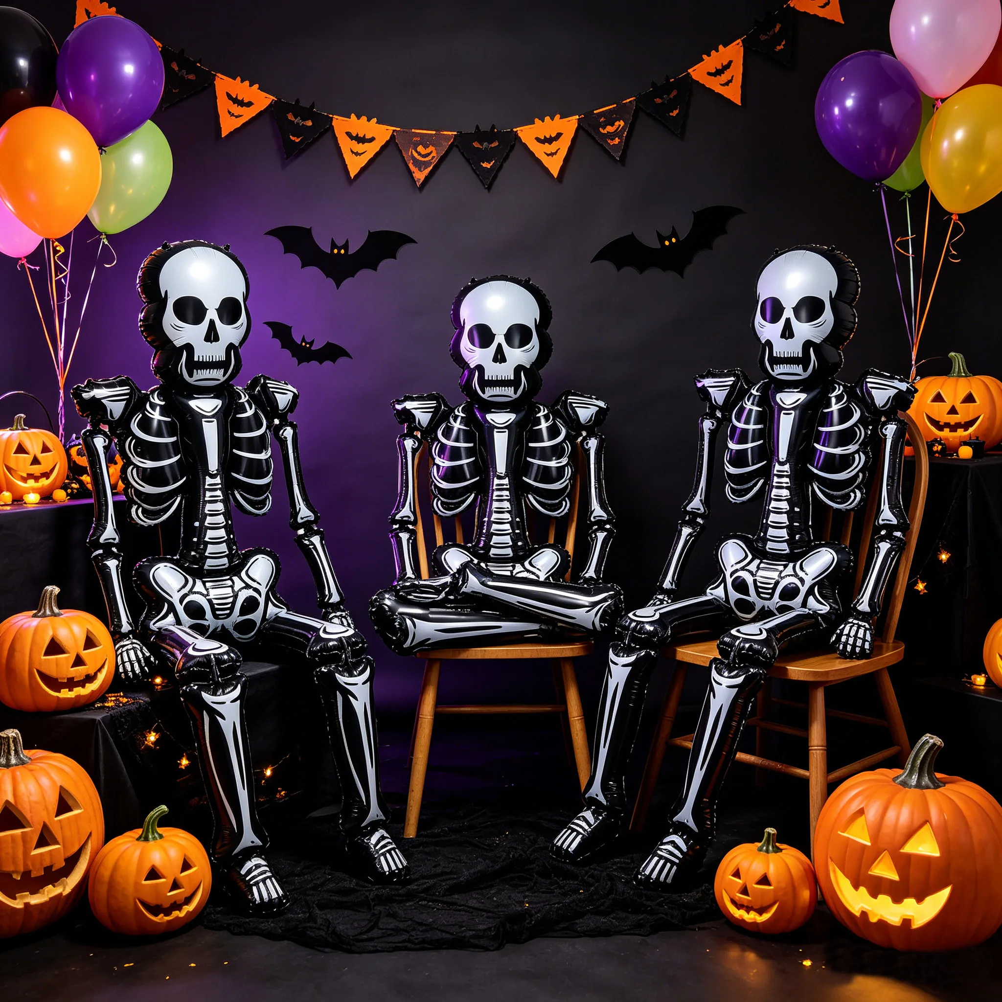 Giant Standing Halloween Skeleton men Balloon Spooky Skull Party Decor Foil Bal…