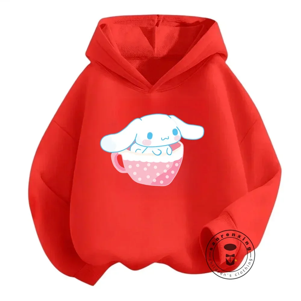 Kawaii Cinnamoroll Sweatshirts for Children Offering Soft Long Sleeves Vibrant Anime Graphics Sanrio Tops for Autumn Winter Fun