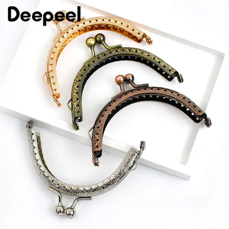 5/10Pcs Deepeel 8.5cm Metal Purse Frame Handle Embossed Kiss Clasps Bag Handles Hardware DIY Sewing Brackets Luggage Accessories