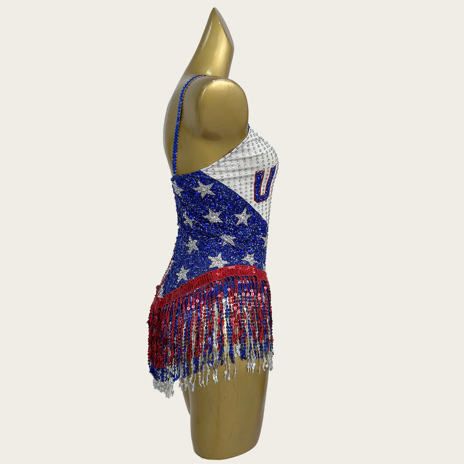 화려한 파티 스파이시 걸 의상 치어리더 무대 공연복 쇼걸 섹시 스판덱스 태슬 하이컷 끈 팬티 원피스 레오타드 홍란