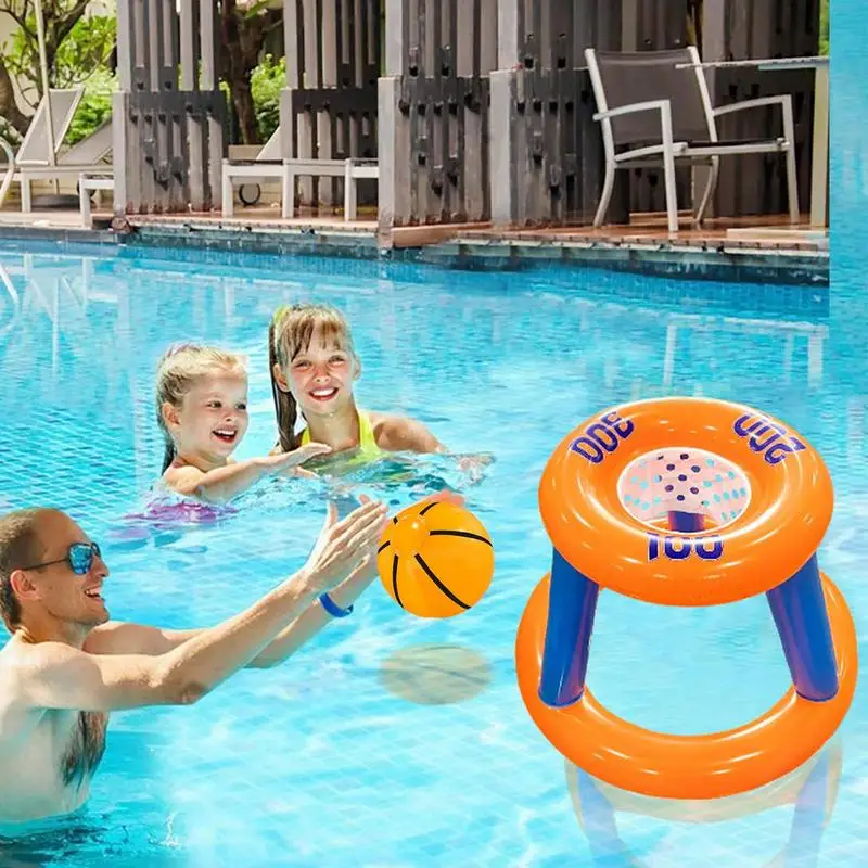 Swimming Pool Basketball Hoop Portable Foldable Swimming Pool Games Water Basketball Pool Toys Floating Hoop With Ball for Kids