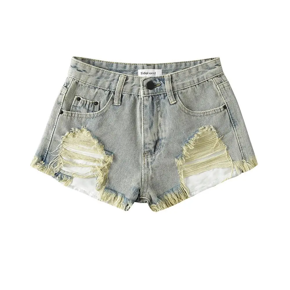 

Women's Hairy Ripped Denim orts Low Waist Straight Leg Cotton Stretchy Torn Jeans Summer Faion Casual Low Rise orts