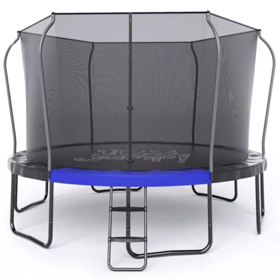 

123JUMP by Skywalker Trampolines 10FT 12FT 14FT Outdoor Round Trampoline with Enclosure Ladder and ASTM Approval for Heavy Duty