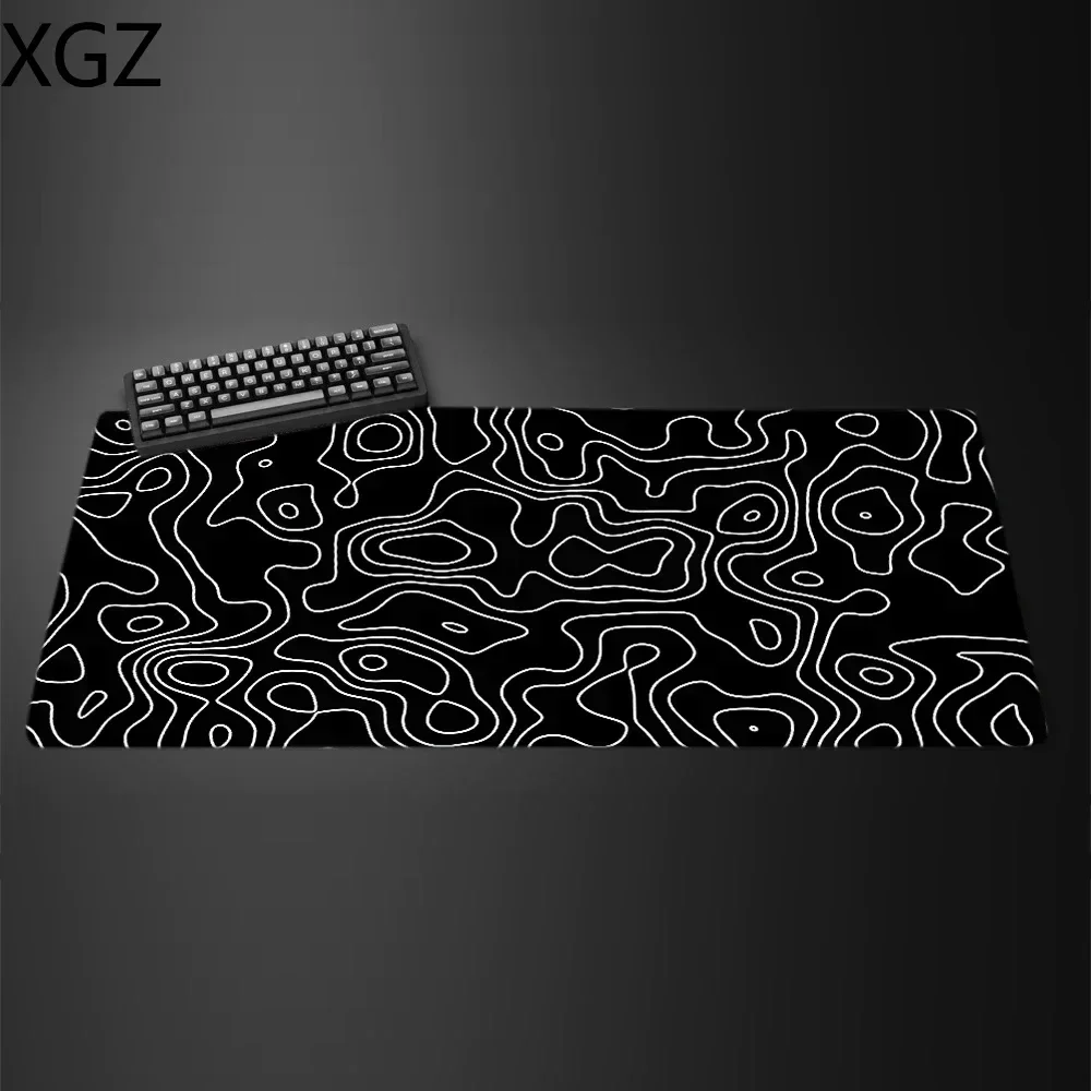 XXL 90x40 cm black and white large mousepad computer gamer office stitched edge keyboard desk mat washable non-slip