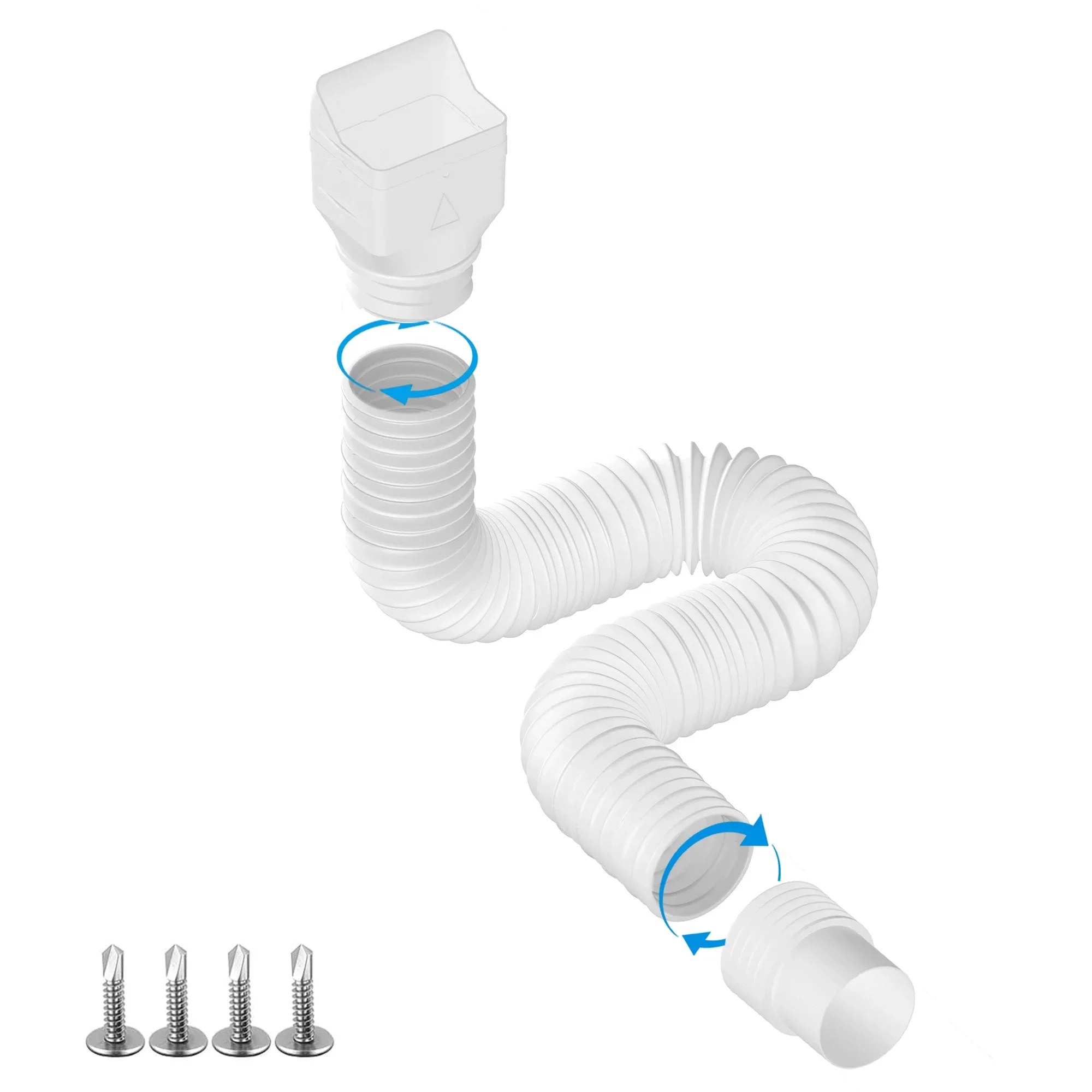 Flexible Gutter Downspout Extension, Extendable Thick PP Rain Drain Pipe for 3