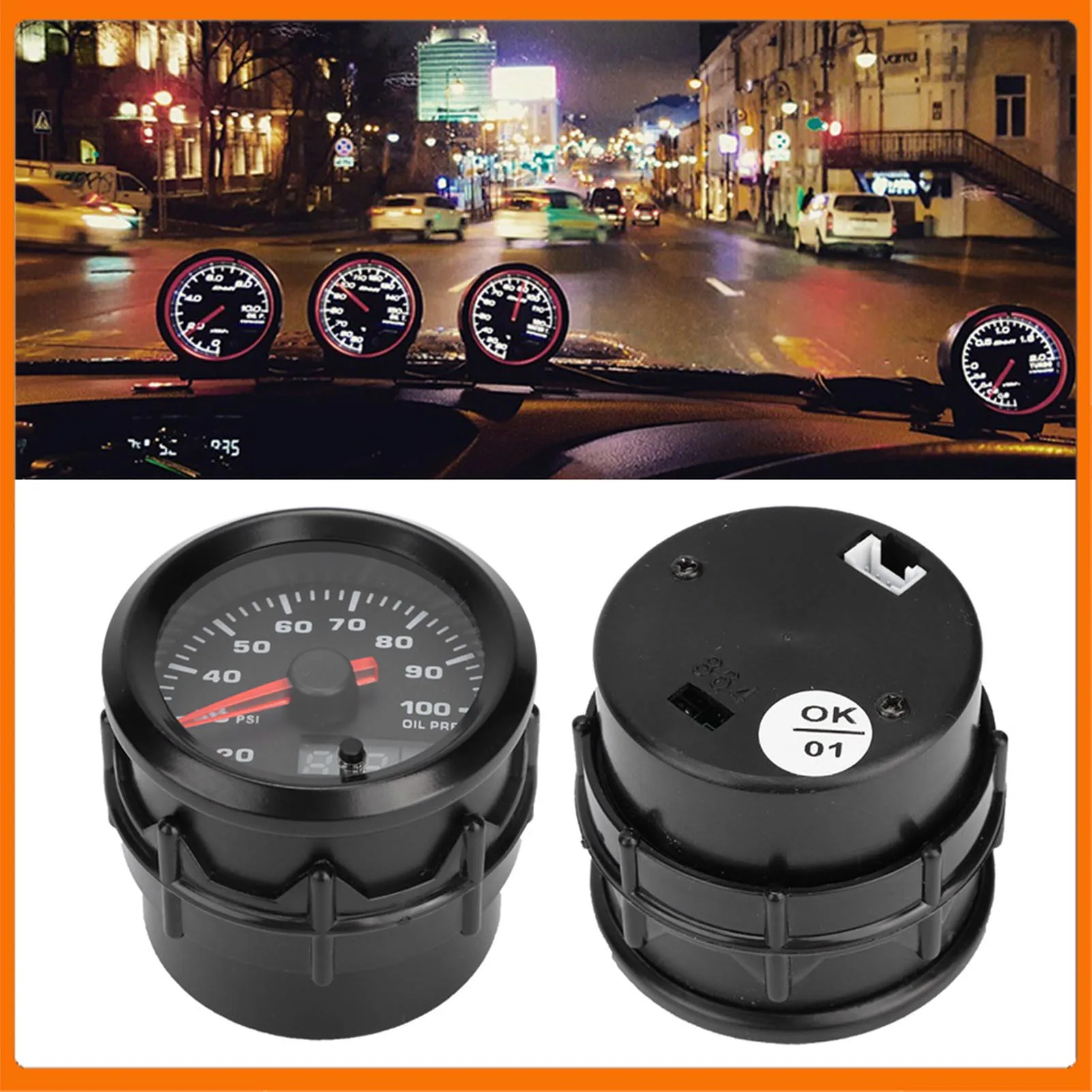 

2in 52mm Digital Oil Pressure Gauge Meter Pointer Digital Display with Stepper Motor Oil Pressure Gauge Oil Pressure Gauge