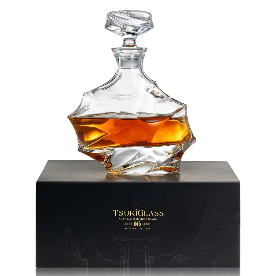 Decantador de whisky de cristal japonés, cristal 100 ultraligero sin plomo, jarra de licor elegante de 750ml para whisky, escocés, amplificador Bourbon