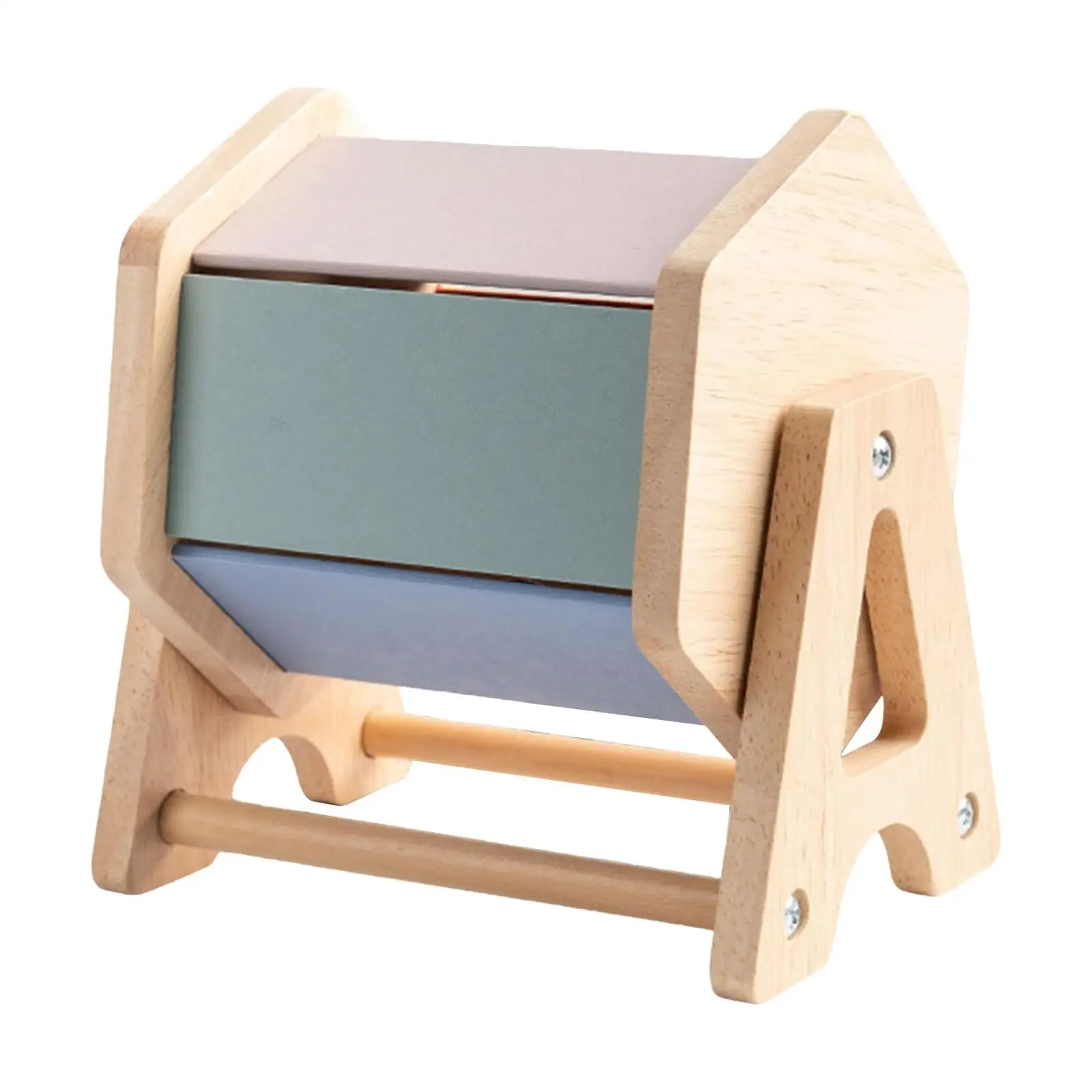 Textile Drum Toy Rotating Rainbow Drum Wooden Early Educational Colorful Sensory Development Function Suitable for eye hand