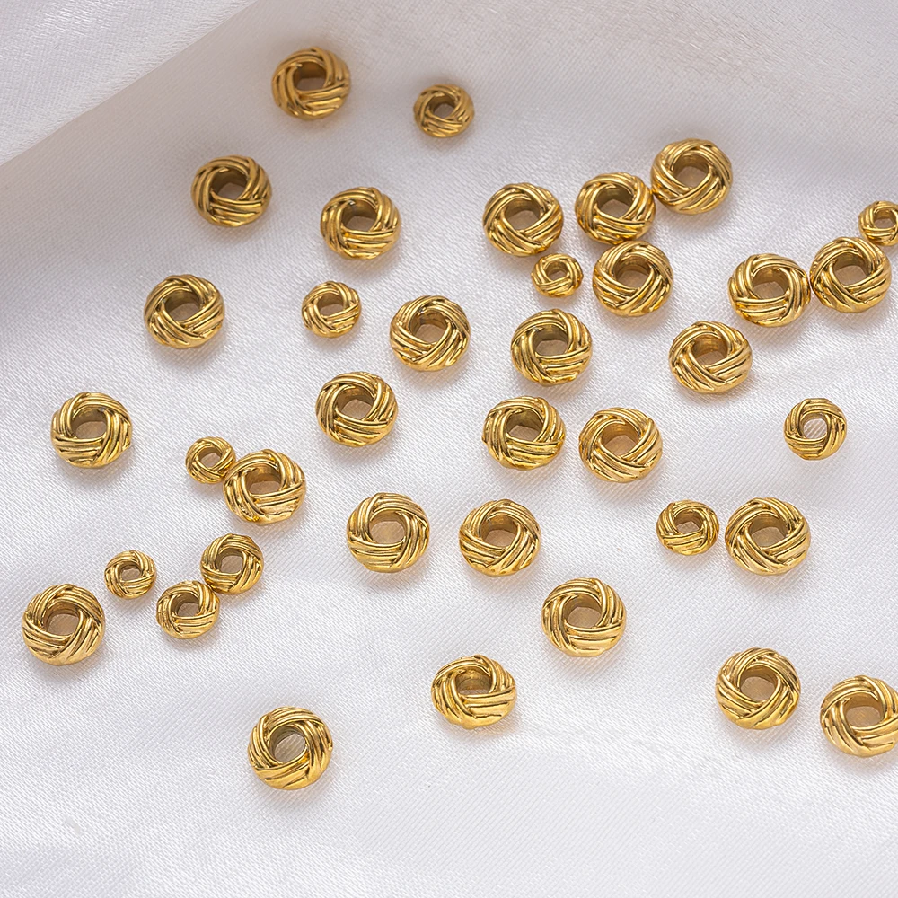 10 Stück Edelstahl Gold Runde Blumen-Weave-Armbänder Perlen Abstandshalter für DIY Halsketten Schmuckherstellung Zubehör – Detail 5