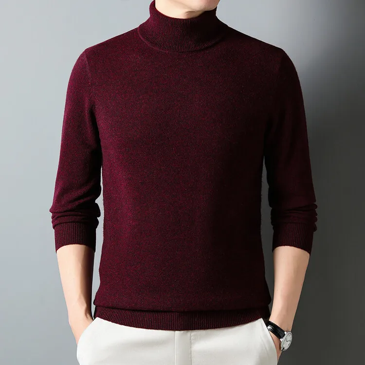 عالية الجودة شتاء جديد الرجال الياقة المدورة سترة الموضة شريط غير رسمي محبوك الدافئة سميكة سترة البلوز البلوزات