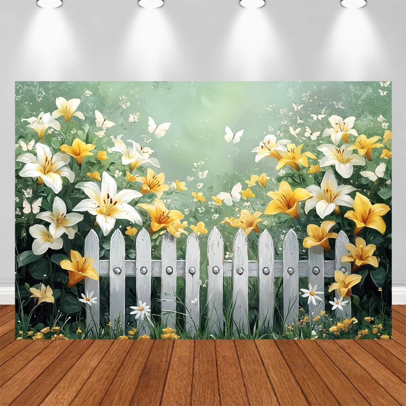 LS Spring Photography Backdrops Easter Grass Fairy Forest Baby Doll Cake Portrait Photo Background Photo Studio Photophone