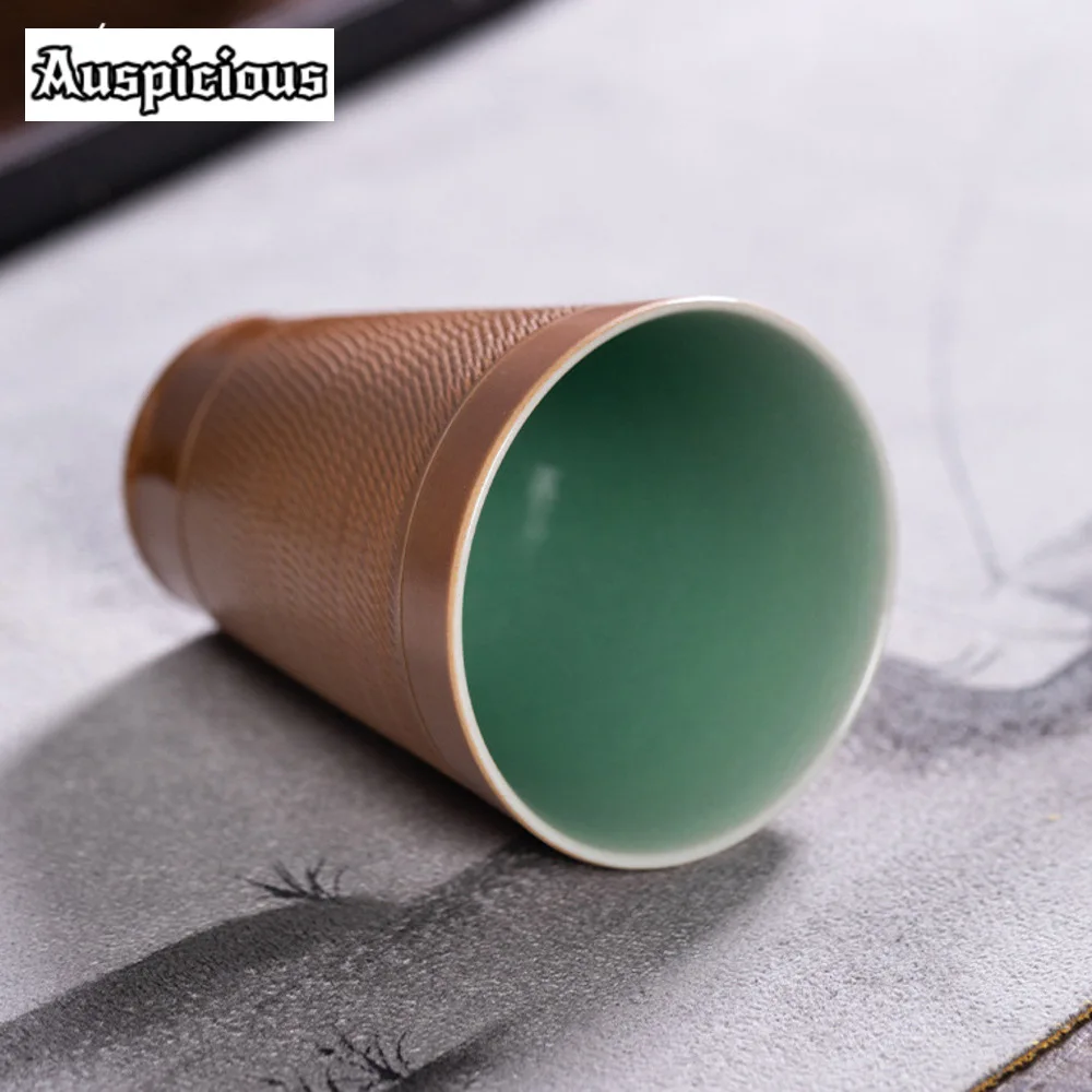 75ml Handmade Longquan Celadon Teacup Jumping Knife Master Cup Ceramic Fragrance Tasting Cup Chazhan Kung Fu Teaware Gift Box