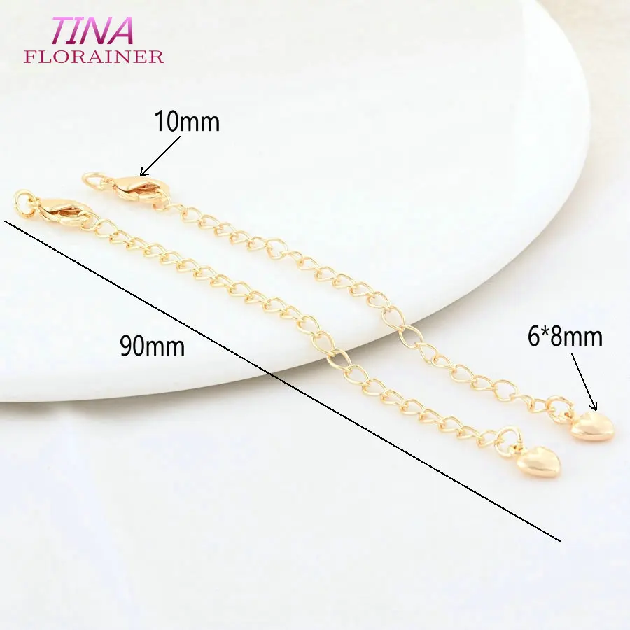 6PCS 14K Gold Color Brass Extender Chain with Lobster Clasps High Quality Jewelry Accessories  For DIY Jewelry Making Findings