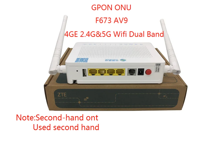 

Free Shipping F673AV9 F673AV9A Dual Band 4GE+1TEL+2USB+AC 5G Wifi Ont ONU Gpon English Version OLT Second hand Without Power