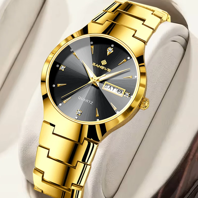 

BANGWEI New Ladies luminous Watch Fashion Simple Waterproof Sport Women Watch Gold Stainless Steel Quartz Wristwatches For Women