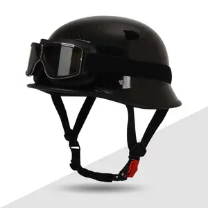 Half -sided helmet for ABS motorcycle for men and women, German style, vintage, 1/2 skull cover, plus size, 3xl, 4xl, m35, 2024 6 Main Sales Skull Helmet - №6